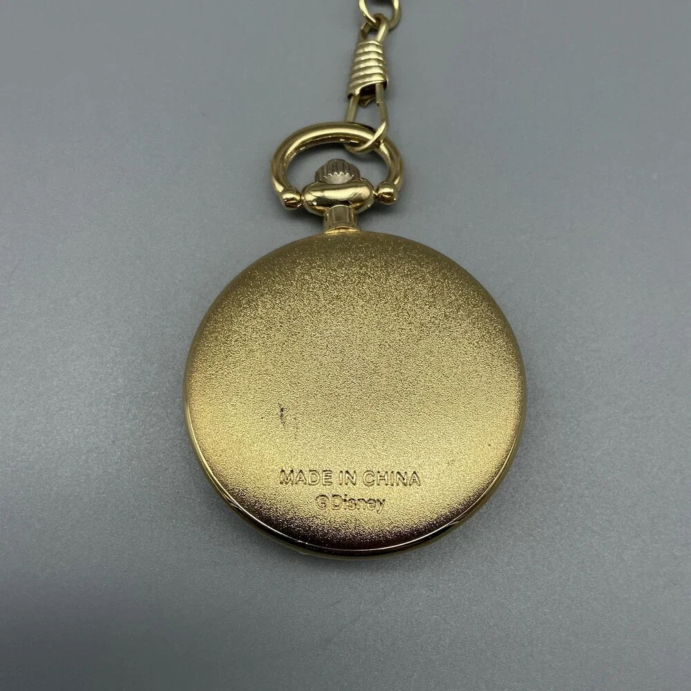 Disney Pirates Caribbean Pocket Watch Men 44mm Gold Tone Full Hunter New Battery